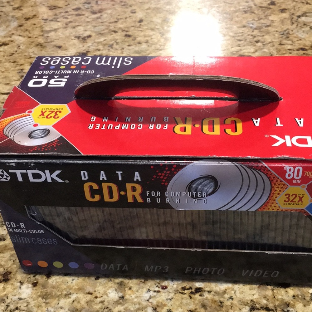 TDK Data CD•R Multi color Slim Cases 50 pack NEW 80 minutes up to 32X Compatible